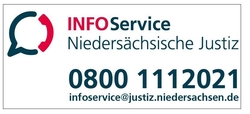 Schmuckgrafik mit der Telefonnummer für den Info-Service der niedersächsischen Justiz (öffnet Seite https://justizportal.niedersachsen.de/Infoservice/infoservice-niedersachsische-justiz-200719.html)